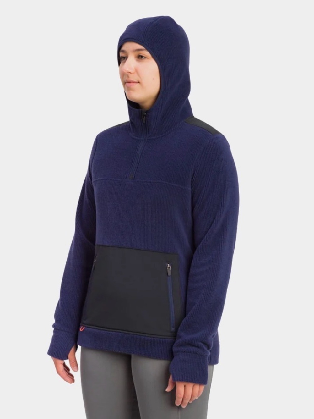 Grundens Bering Fleece Hoodie Womens Maritime Blue , Large